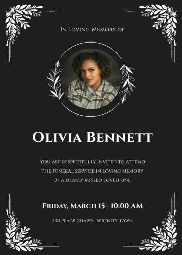Free In Loving Memory Funeral Invitation Template to Edit Online