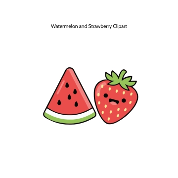 Free Watermelon and Strawberry Vector Clipart (PNG, SVG) to Edit Online