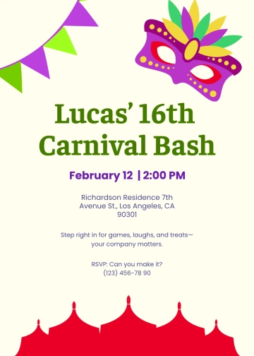 Free Carnival Birthday Bash Template to Edit Online