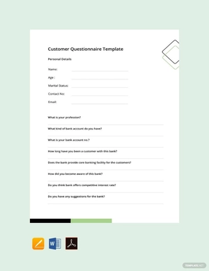 Customer Questionnaire Template Customer Questionnaire Template