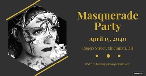 Free Masquerade Party Facebook Post Template to Edit Online