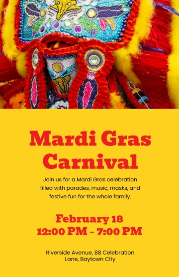 Free Mardi Gras Carnival Poster Template to Edit Online
