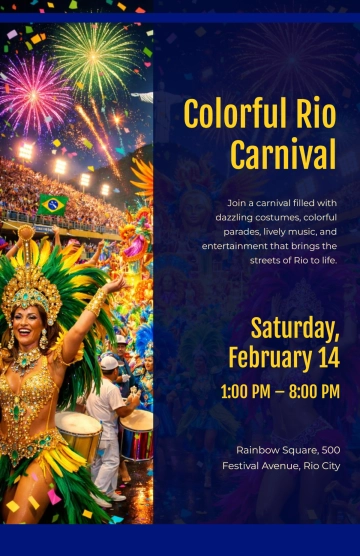 Free Colorful Rio Carnival Poster Template to Edit Online