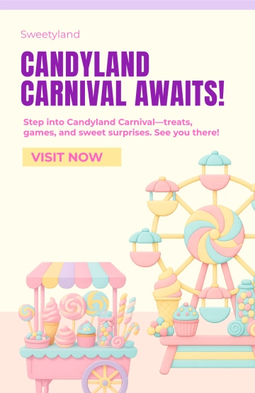 Free Candyland Carnival Poster Template to Edit Online