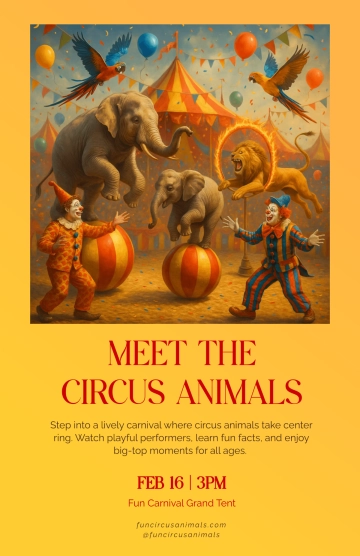Free Circus Animals Carnival Poster Template to Edit Online