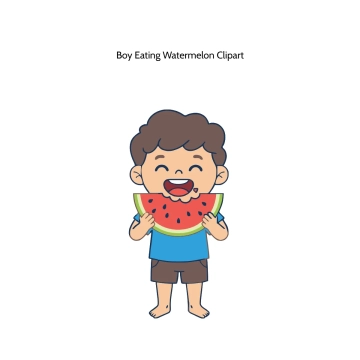 Free Boy Eating Watermelon Vector Clipart (PNG, SVG) to Edit Online