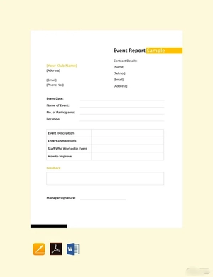Event Report Sample Template