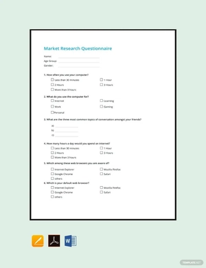 Market Research Questionnaire Template