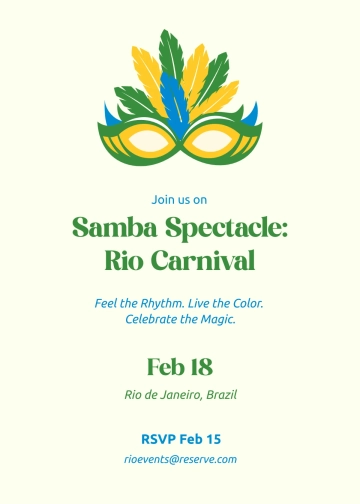Free Minimalist Rio Carnival Invitation Template to Edit Online