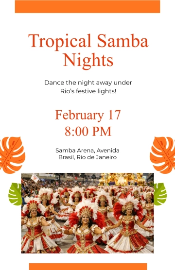 Free Tropical Samba Nights Poster Template to Edit Online
