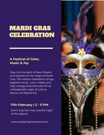 Free Minimalist Mardi Gras Flyer Template to Edit Online