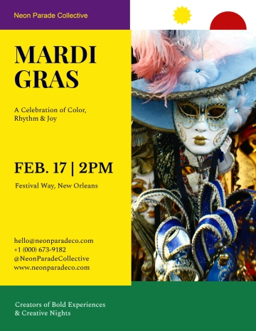 Free Colorful Mardi Gras Flyer Template to Edit Online