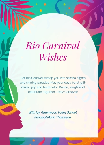 Free Vibrant Rio Carnival Wishes Template to Edit Online