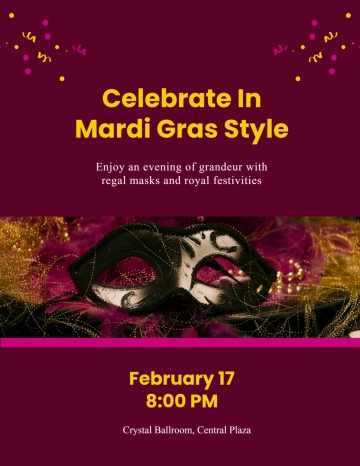 Free Royal Mardi Gras Flyer Template to Edit Online