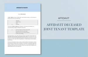 Affidavit Deceased Joint Tenant Template