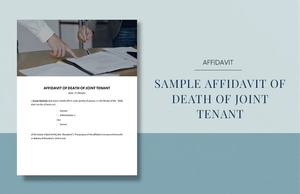 Sample Affidavit of Death of Joint Tenant Template