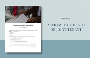 Affidavit of Death of Joint Tenant Template