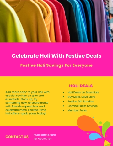 Free Holi Promotional Flyer Template to Edit Online