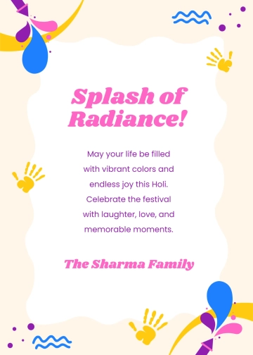 Free Radiant Colors Holi Wishes Template to Edit Online