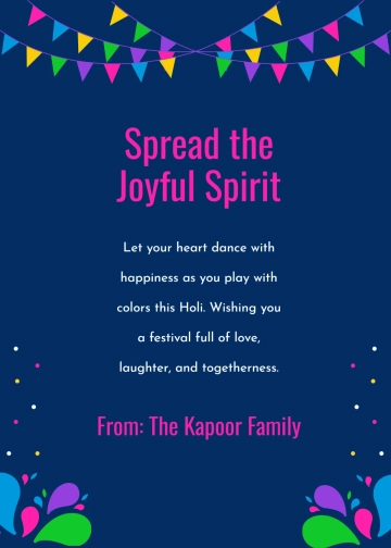 Free Joyful Spirit Holi Wishes Template to Edit Online