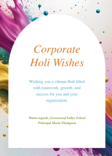 Free Corporate Holi Wishes Template to Edit Online