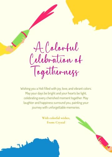Free Holi Celebration Wishes Template to Edit Online