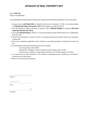 Affidavit of Gift ? Real Property Template