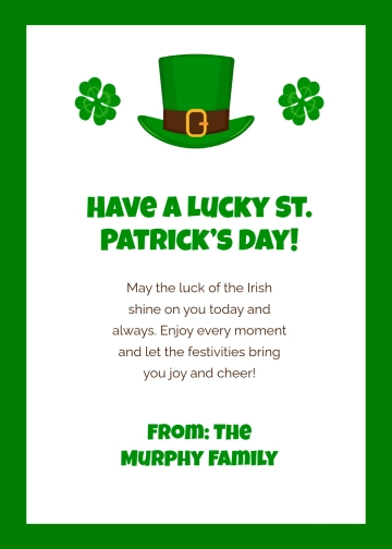 Free Lucky Day St. Patrick’s Day Wishes Template to Edit Online