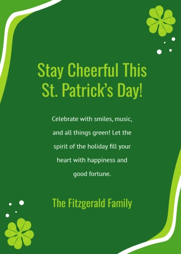 Free Cheerful St. Patrick’s Day Wishes Template to Edit Online