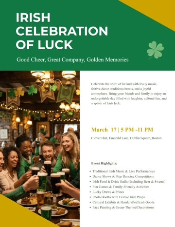 Free Irish St. Patrick's Day Flyer Template to Edit Online