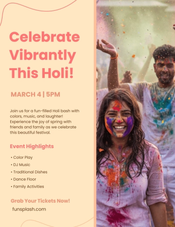 Free Aesthetic Holi Flyer Template to Edit Online