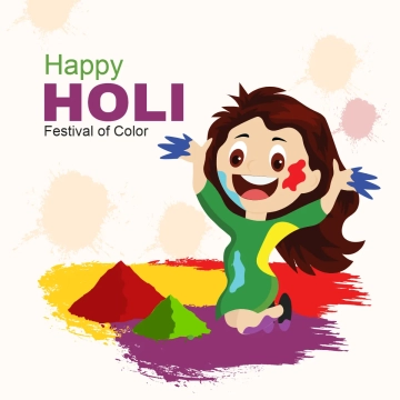 Free Holi Festival Girl Clip Art Templates to Edit Online
