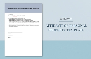 Affidavit of Personal Property Template