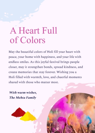Free Holi Heartwarming Wishes Template to Edit Online
