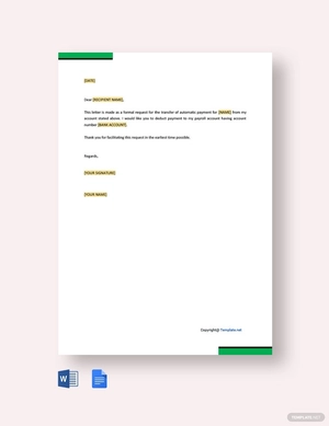 Request Letter for Transfer of Payment