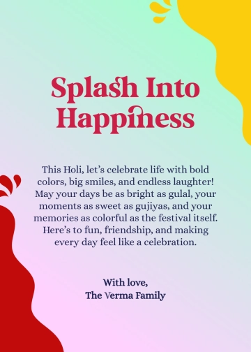 Free Gradient Holi Wishes Template to Edit Online
