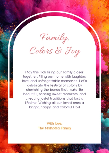 Free Family Holi Wishes Template to Edit Online
