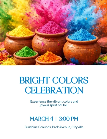 Free Bright Colors Holi Festival Flyer Template to Edit Online