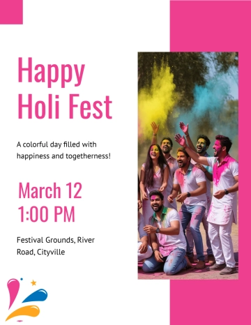 Free Happy Holi Celebration Flyer Template to Edit Online