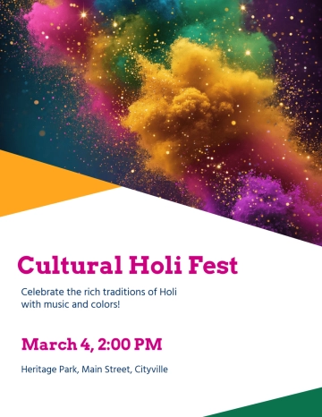 Free Cultural Colors Holi Flyer Template to Edit Online