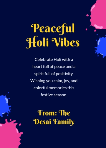 Free Peace & Positivity Holi Wishes Template to Edit Online