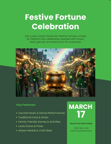 Free St. Patrick's Day Festive Fortune Flyer Template to Edit Online