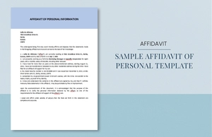 Sample Affidavit of Personal Template