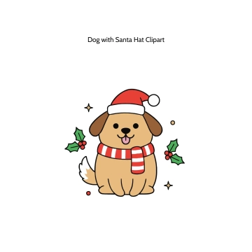 Free Dog with Santa Hat Vector Clipart (PNG, SVG) to Edit Online