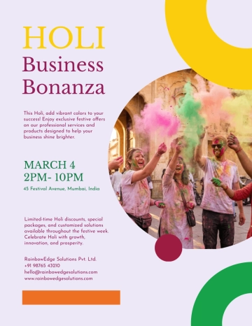 Free Holi Business Flyer Template to Edit Online