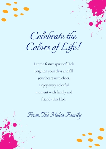 Free Festive Spirit Holi Wishes Template to Edit Online