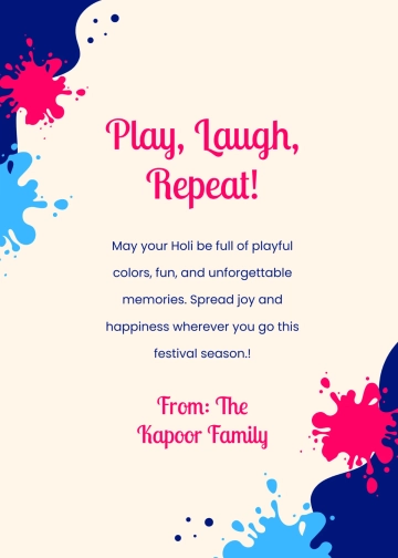 Free Playful Colors Holi Wishes Template to Edit Online