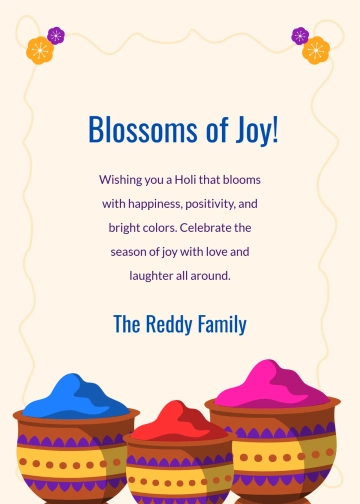 Free Spring Bloom Holi Wishes Template to Edit Online