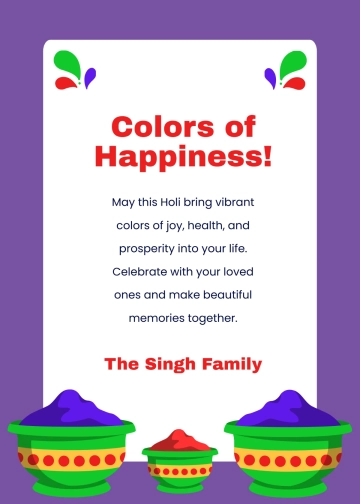 Free Colorful Joy Holi Wishes Template to Edit Online