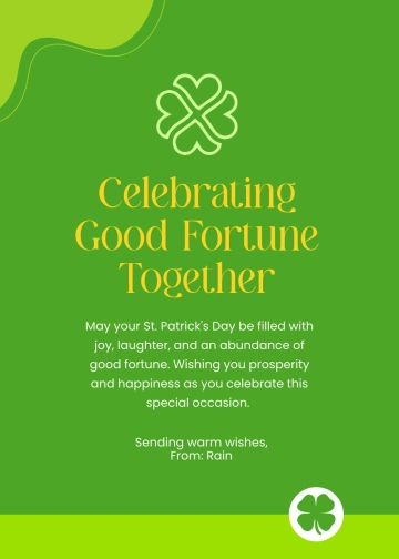 Free Professional St. Patrick's Day Wishes Template to Edit Online
